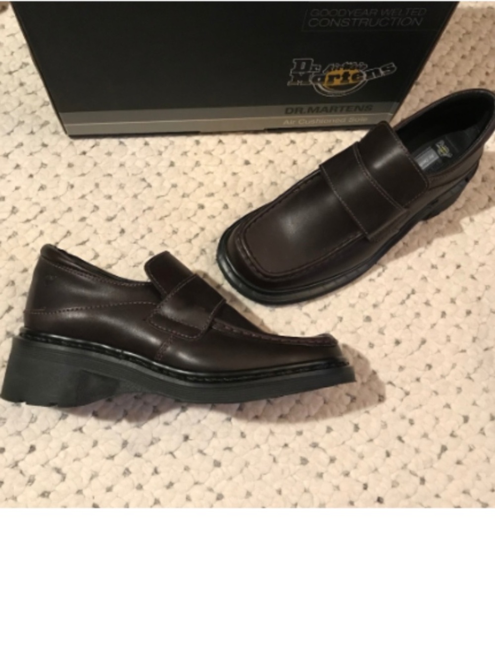 NEW! RARE DR MARTENS Wedges Loafer Shoes 8-8.5 HandMade in ENGLAND DOCS Espresso - Picture 2 of 10